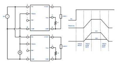 Рис. 3. Схема проводки цепи электропитания на базе POL модулей VPT
